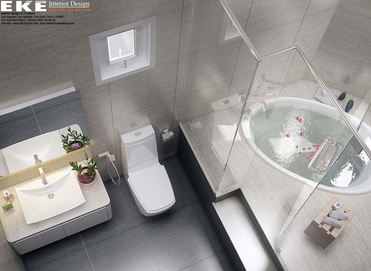 Thiết kế nội thất căn hộ cao cấp cho thuê quận 7 - phòng tắm