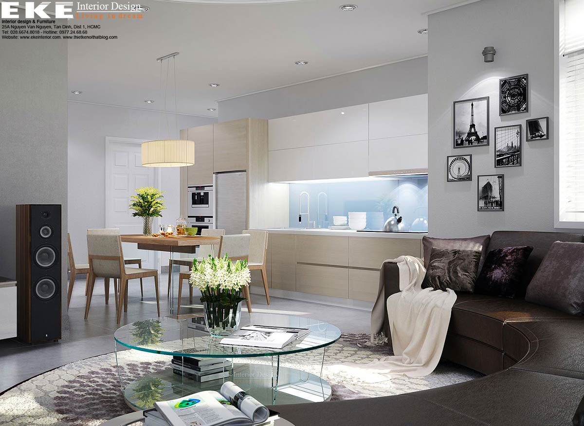 Thiết kế nội thất căn hộ cao cấp cho thuê quận 7 - phòng khách