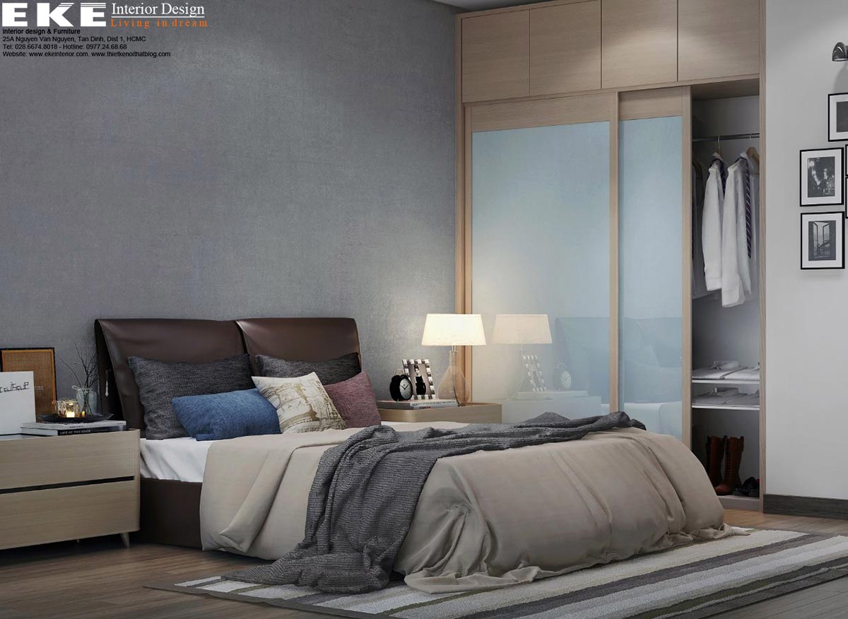 Thiết kế nội thất căn hộ cao cấp cho thuê quận 7 - phòng ngủ