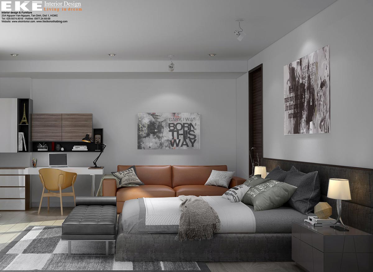 thiết kế nội thất căn hộ Đảo Kim Cương-mẫu phòng ngủ