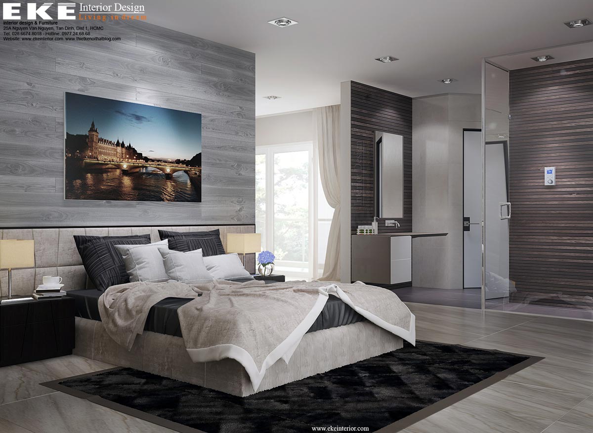 thiết kế nội thất căn hộ Đảo Kim Cương-phòng ngủ master