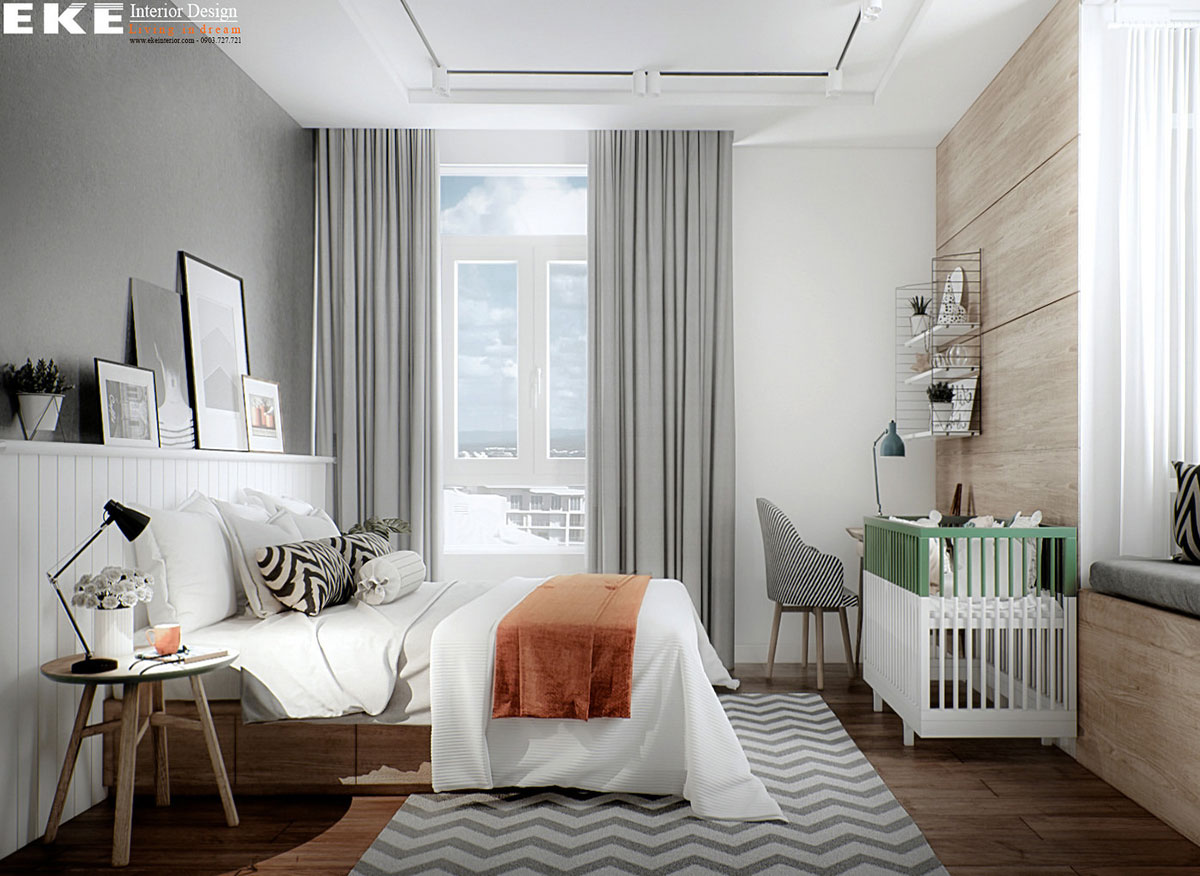 Thiết kế nội thất căn hộ phong cách Scandinavian-mẫu phòng ngủ