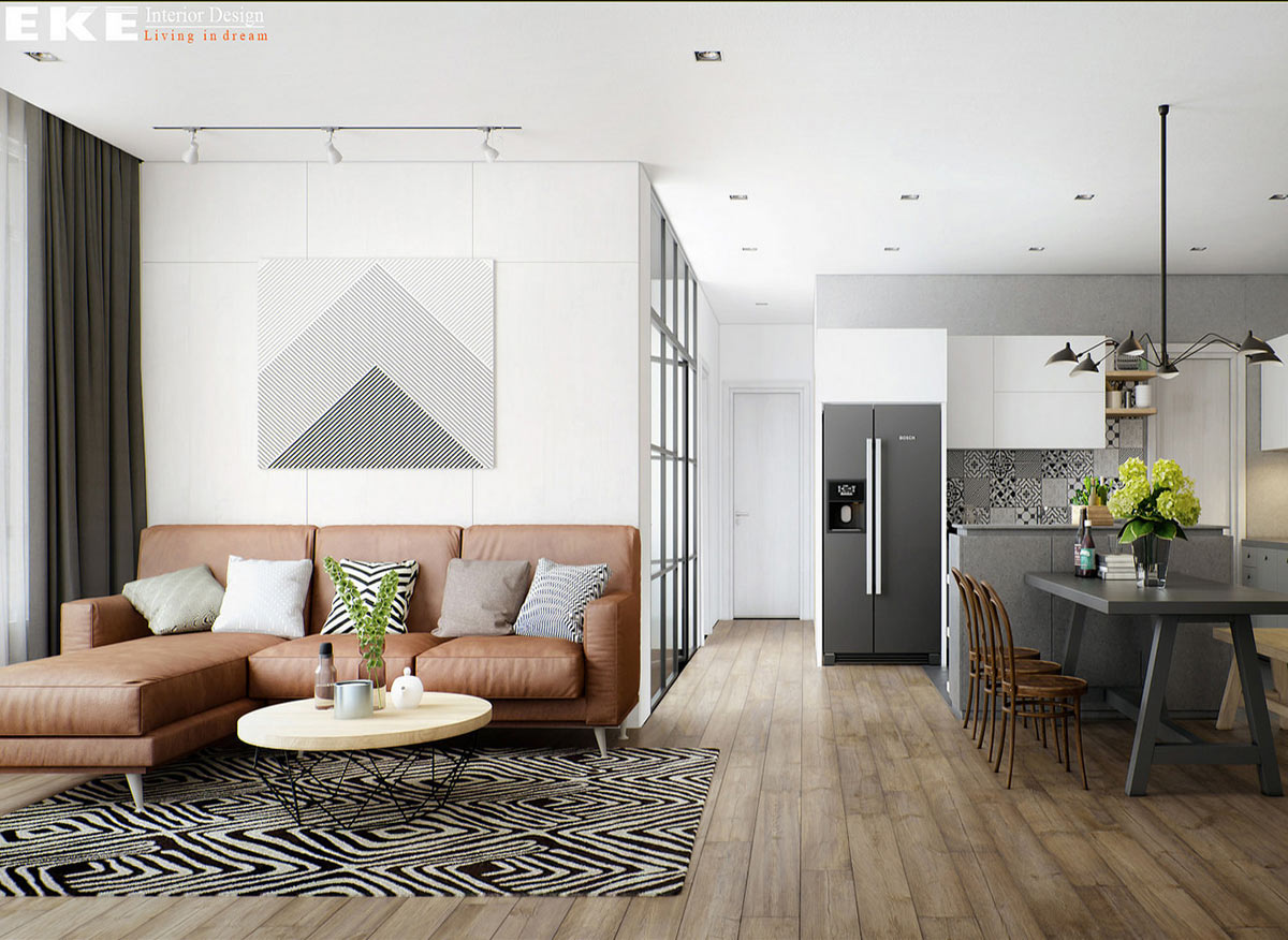Thiết kế nội thất căn hộ phong cách Scandinavian-phòng khách