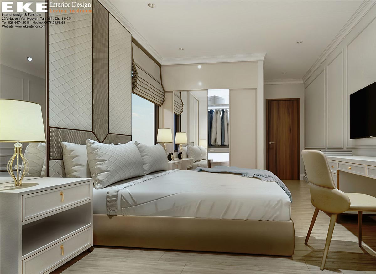 Thiết kế nội thất căn hộ The Sun Avenue 86m2 - phòng ngủ