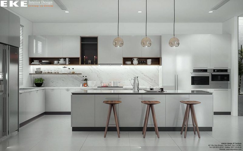 mẫu thiết kế nội thất nhà bếp hiện đại
