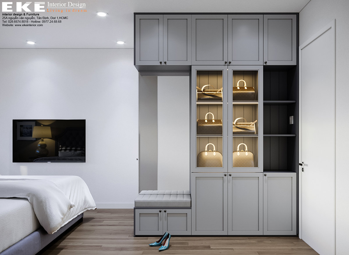 Thiết kế nội thất chung cư căn hộ Golden Mansion 75m2 - phòng ngủ