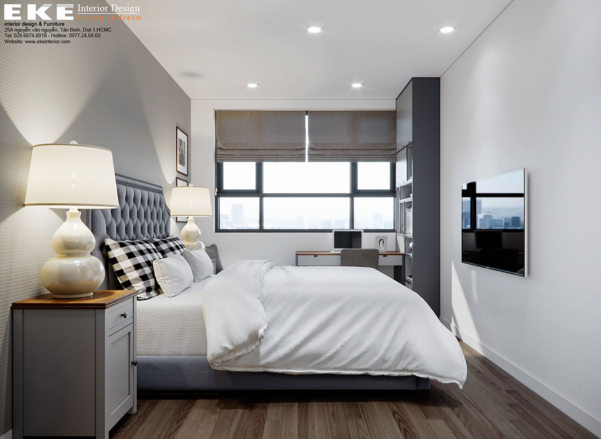 Thiết kế nội thất chung cư căn hộ Golden Mansion 75m2 - phòng ngủ