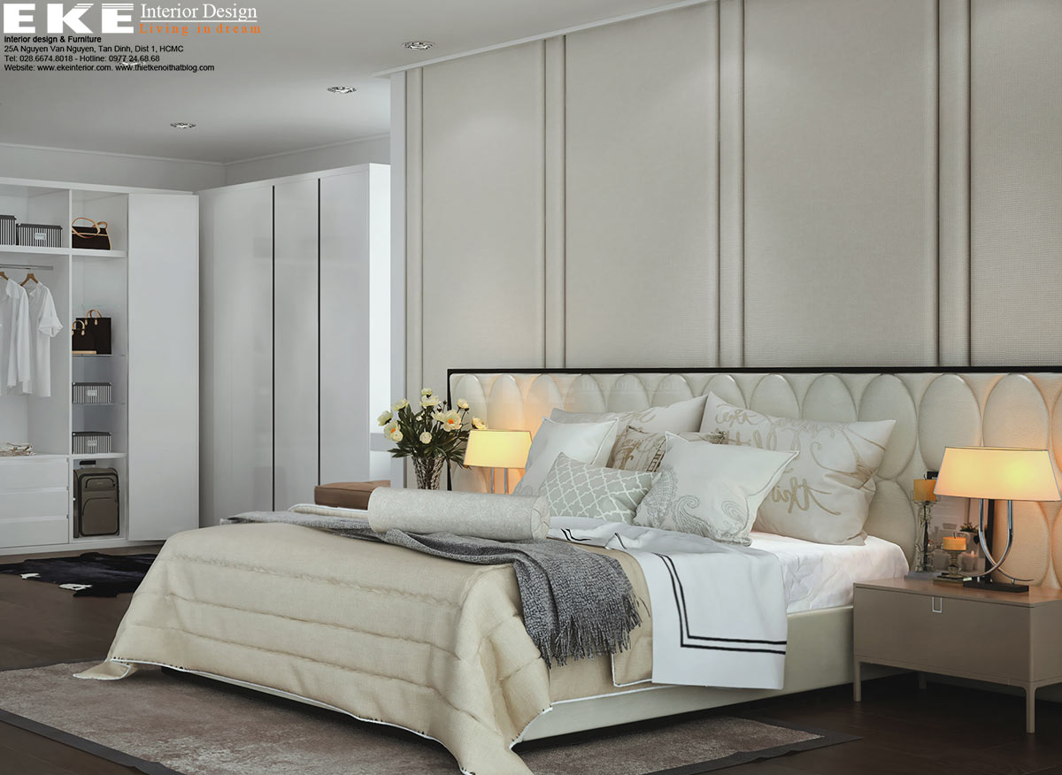 Thiết kế nội thất căn hộ Penthouse Estella - Phòng ngủ