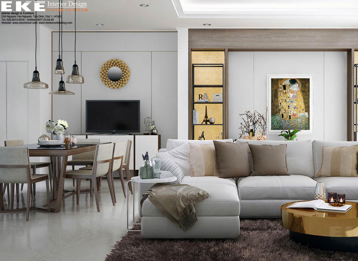 Thiết kế nội thất biệt thự Tân Phong - Phòng khách