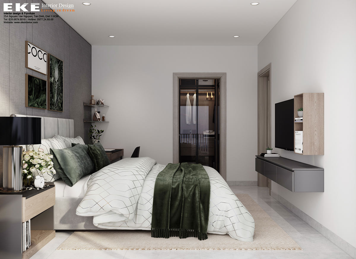 Thiết kế nội thất căn hộ chung cư The Grande Midtown - Phòng ngủ master
