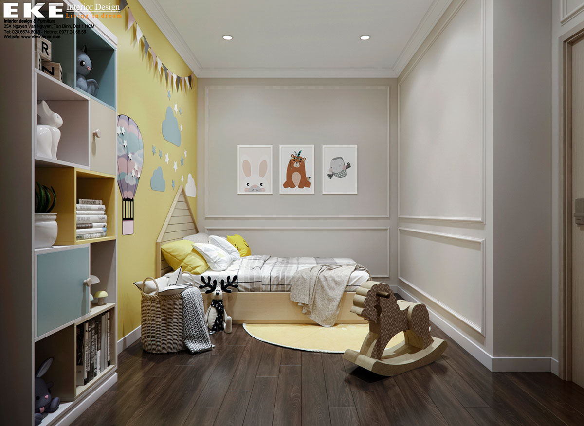 Thiết kế nội thất căn hộ Golden Mansion 60m2-phòng ngủ trẻ em