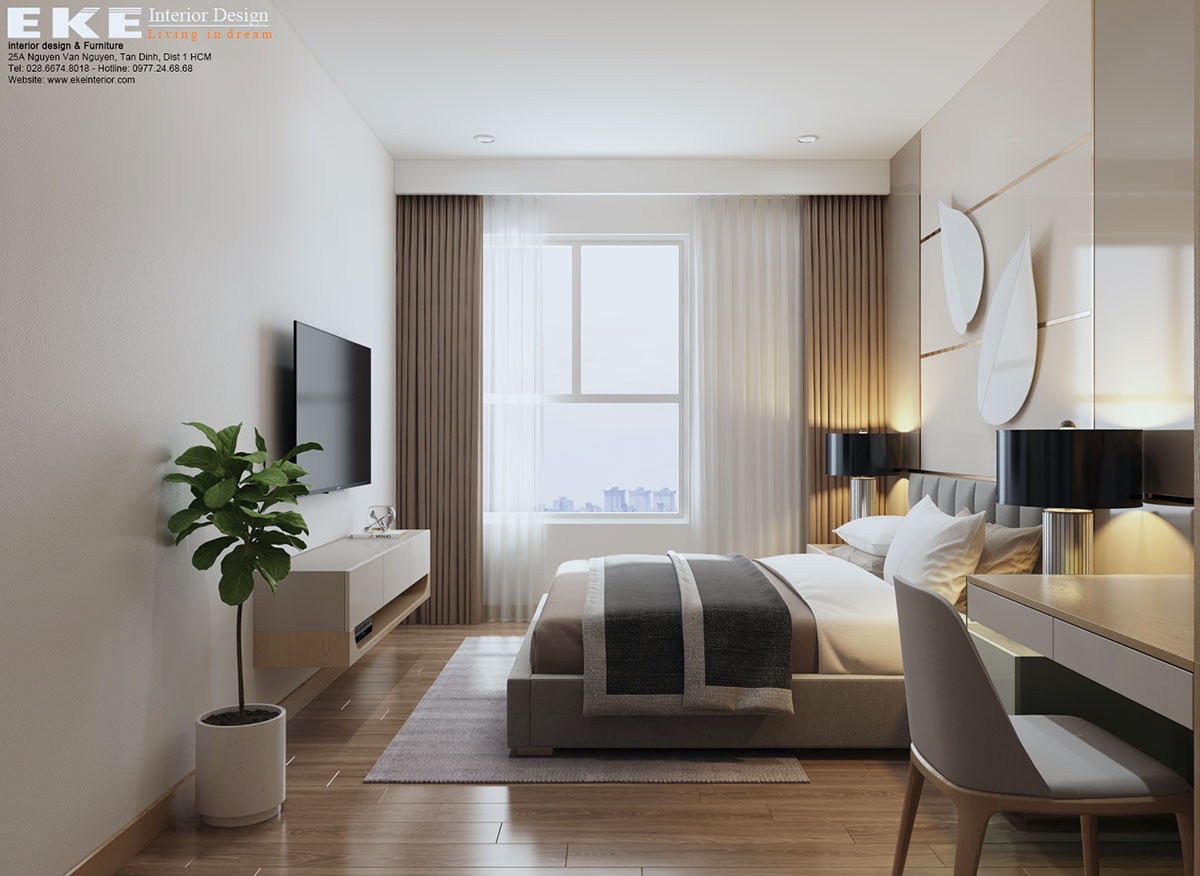 Nội thất căn hộ chung cư Sunrise Cityview 72m2 - Phòng ngủ master