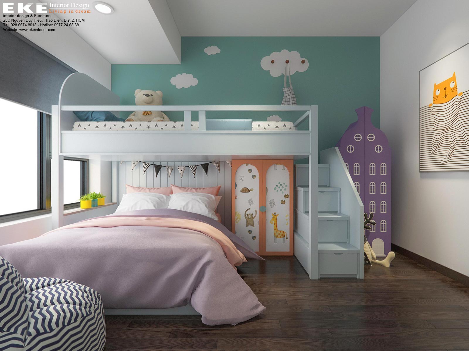 Nội thất phòng ngủ trẻ em chung cư Safira Q9