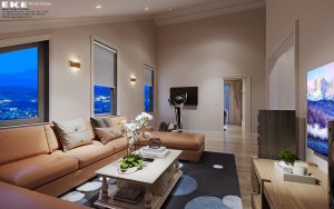 Nội thất phòng sinh hoạt chung tại biệt thự Đà Lạt