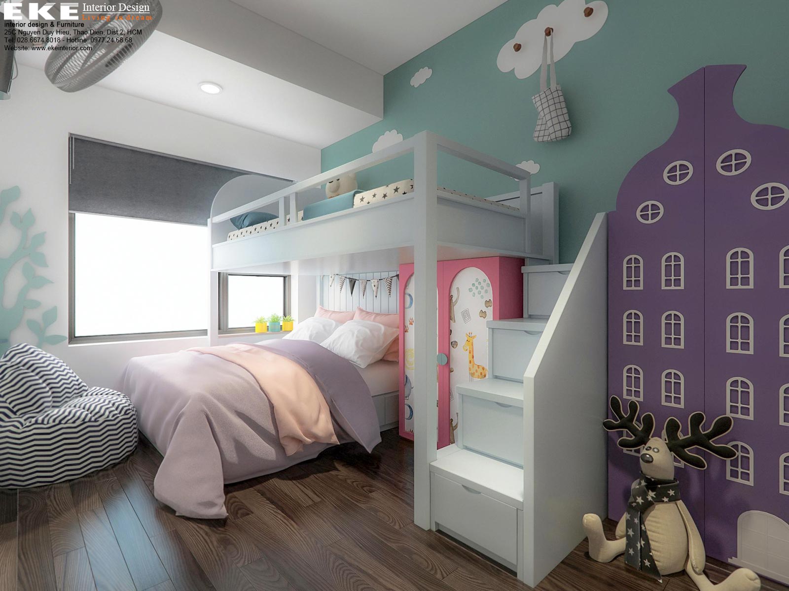 Nội thất phòng ngủ trẻ em chung cư Safira Q9-2