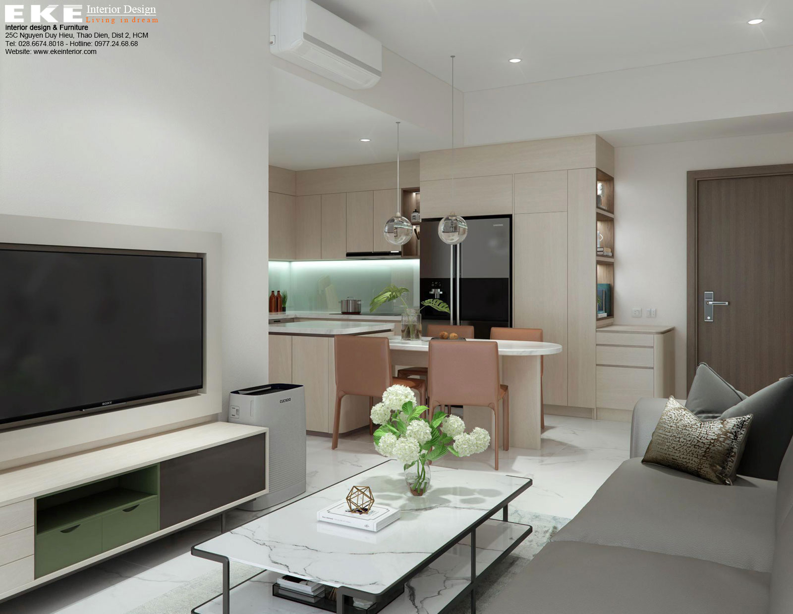 Thiết kế nội thất phòng khách căn hộ Safira