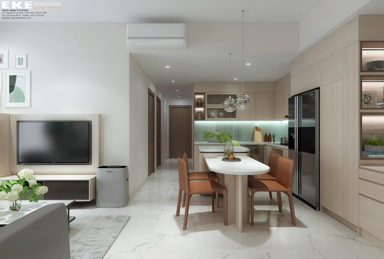Thiết kế nội thất phòng ăn chung cư Safira Q9